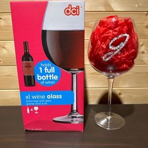 XL wine glass with personalized J initial